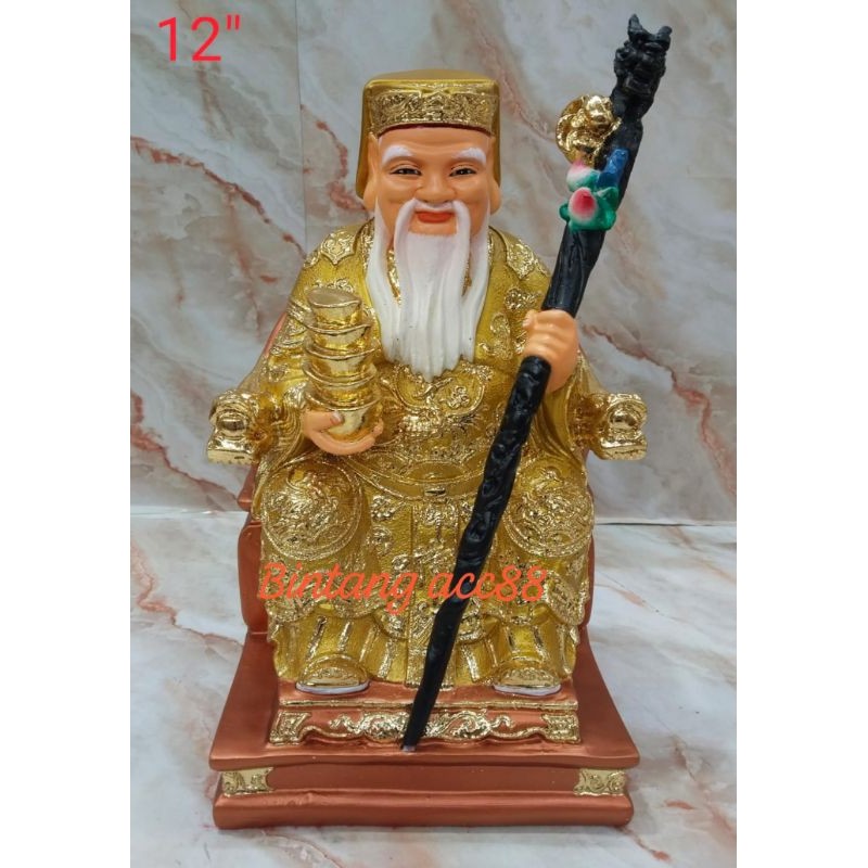 patung dewa bumi/ tecukong/ tutikong - fiber -12inch - emas - kumis palsu