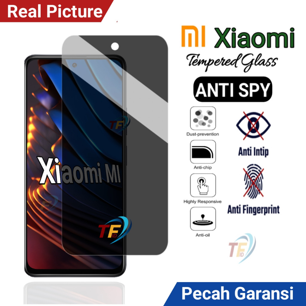 Tempered Glass anti spy Xiaomi Mi 8 Lite Xiaomi Mi 6X Xiaomi Mi A2 anti gores anti privacy ful layar