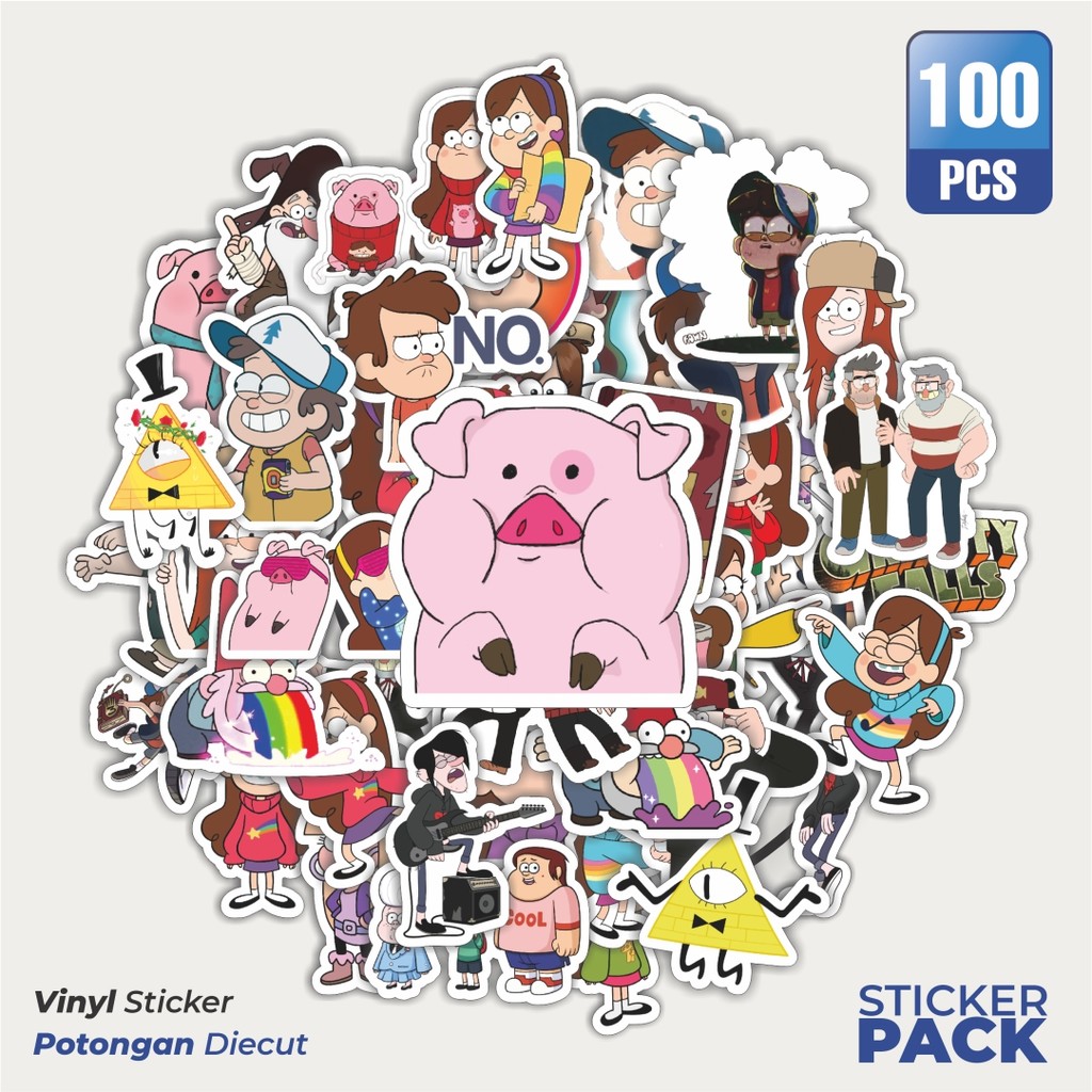 

100 PCS STIKER Kartun Series Gravity Falls Karakter Mix 3 Waterproof Aesthetic- Untuk Laptop, Motor, dan Helm - Paper Stationery Pack