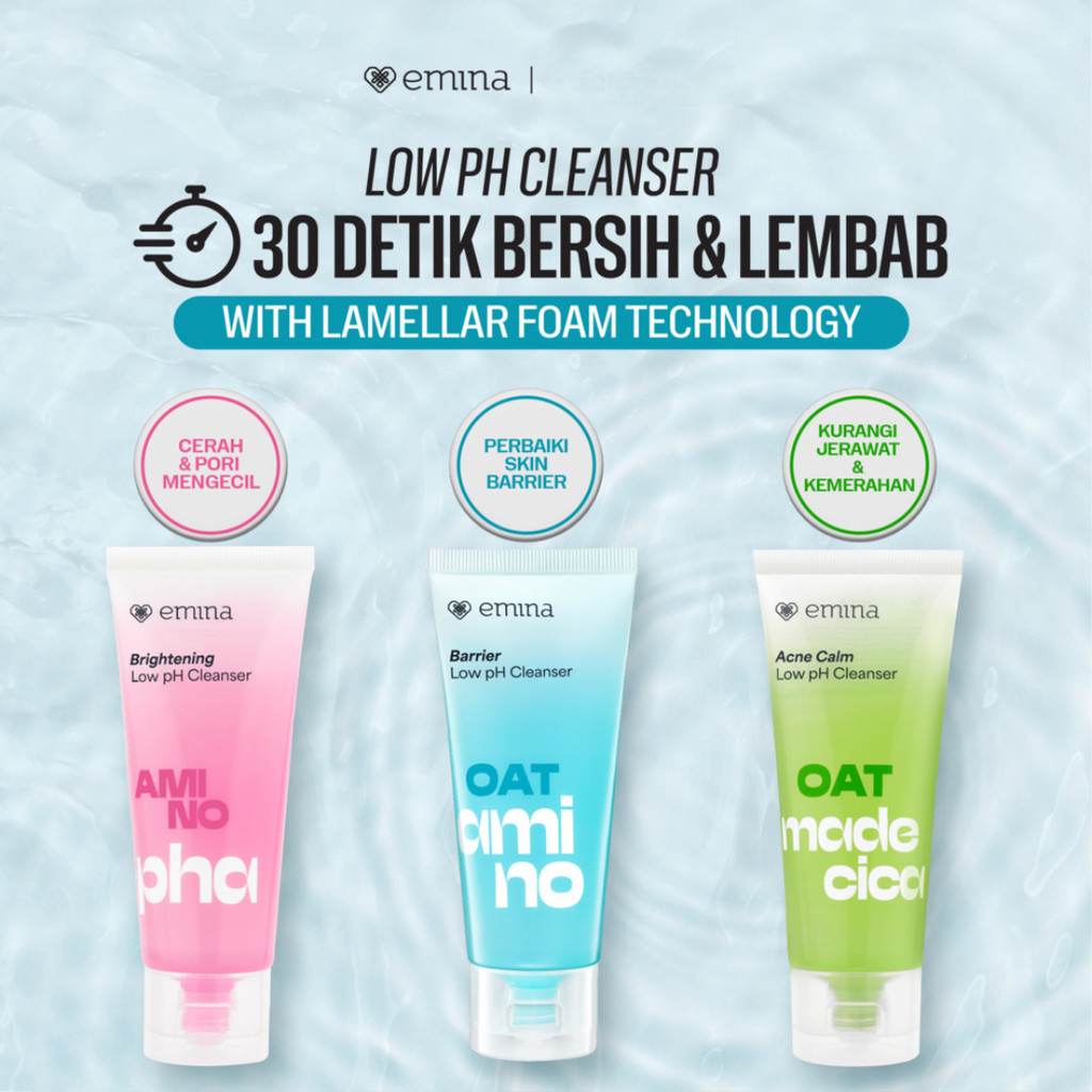 EMINA Low pH Cleanser 70 ml Series | Facial Wash Skincare Sabun Muka Cerah Glowing Perbaiki Skin Bar