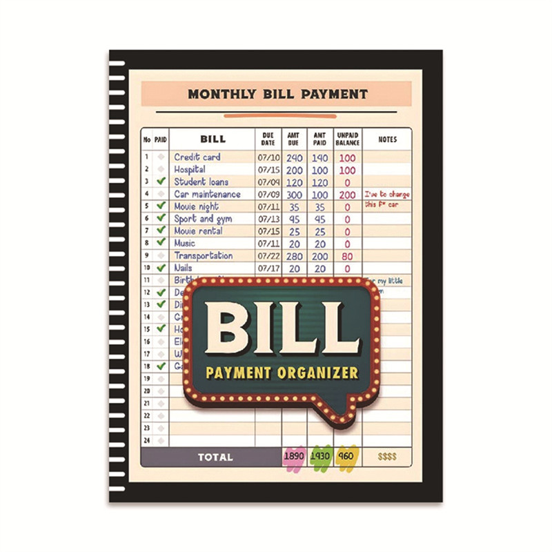 

CYCLI-Bill Tracker Notebook Monthly Bill Organizer & Planner For Personal Budgeting Financial, Bill Payment Organizer