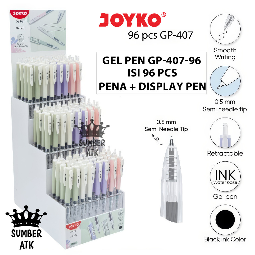 

Gel Pen Pulpen Pena Joyko DISPLAY STAND GP-407-96 0.5 mm ( 96 PCS )