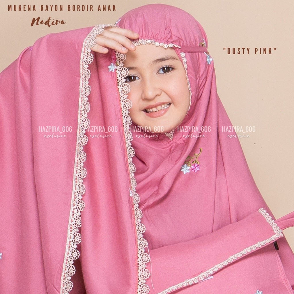 MUKENA ANAK KATUN RAYON BORDIR NADIRA UMUR 5-15 TAHUN