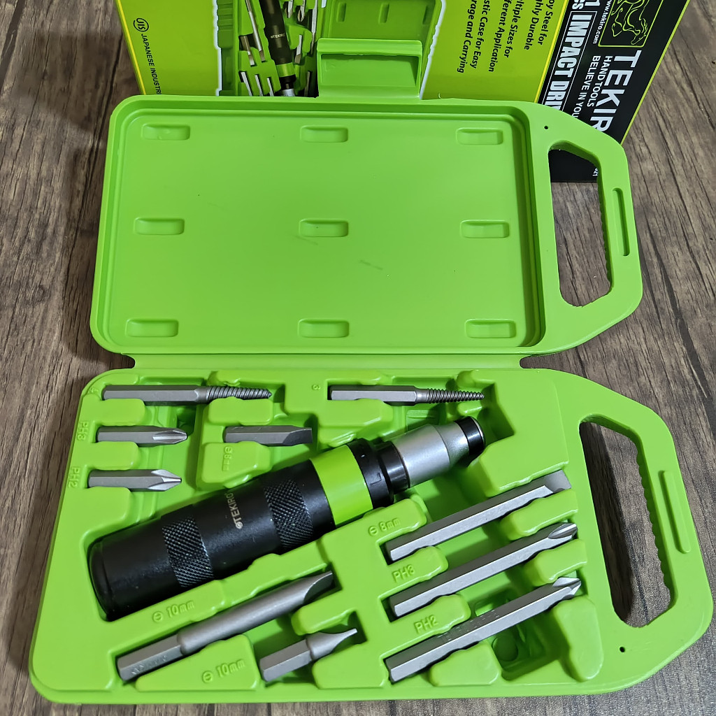 WOKER.ID Obeng Ketok Tekiro 1 Set Lengkap / Obeng Impact Driver Set 11 Pcs Tekiro 1 Box / Obeng Geto