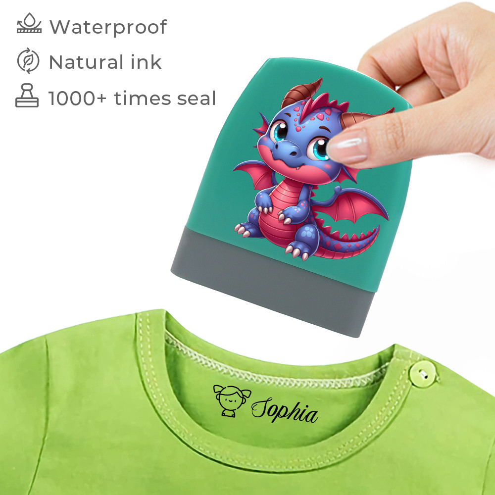 

Cartoon Dinosaur Personalized Name Stamps Are Suitable For Kids To Customize Clothes Custom Stamps Personalized Logo
