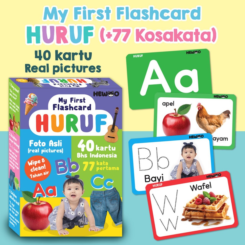 My First Flashcard HURUF (40 kartu - real pictures/foto) - kartu edukasi bayi pintar