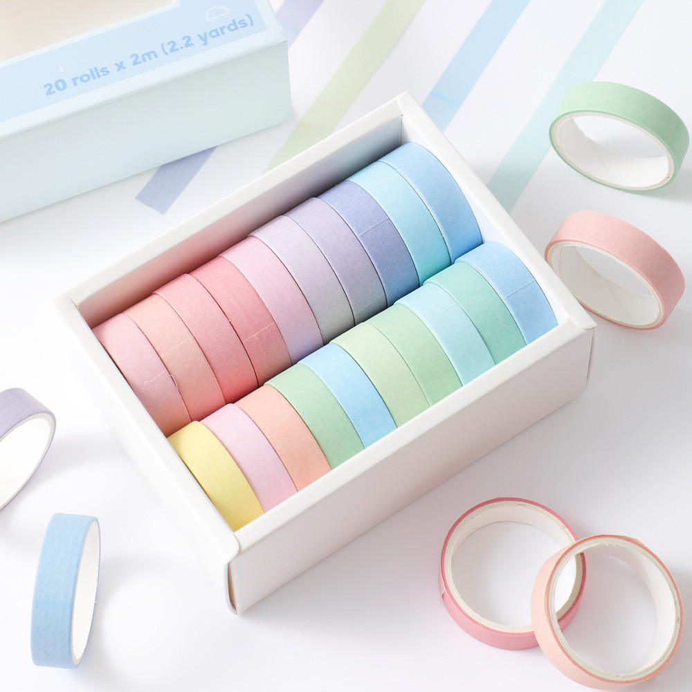 

20 Rolls Macaron Rainbow Washi Tape Set 10mm Wide Colorful Decorative Masking Tape for DIY Art Craft F7855