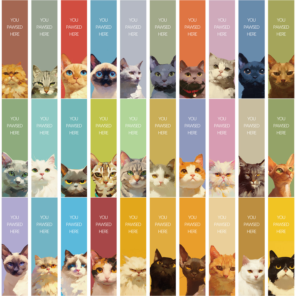 

30Pcs Colorful Cartoon Cat Bookmarks DIY Creative Gifts Paper Book Page Markers for Reading Books