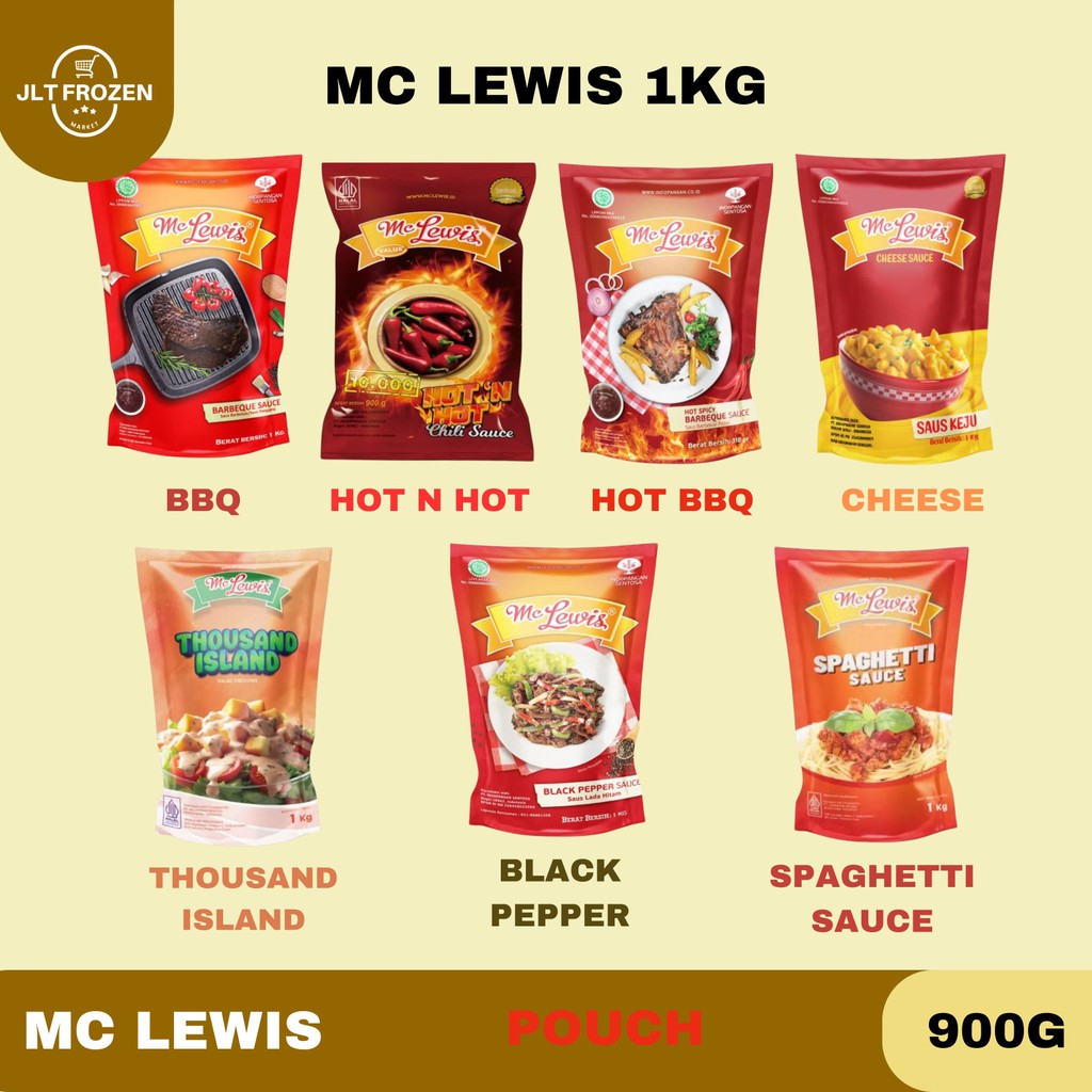 

Mc Lewis Saus BBQ / Barbeque / Thousand Island / Black Pepper / Lada Hitam / Cheese / Saus Keju / Hot n Hot / BBQ Hot / Spaghetti Sauce / Spageti / 1kg