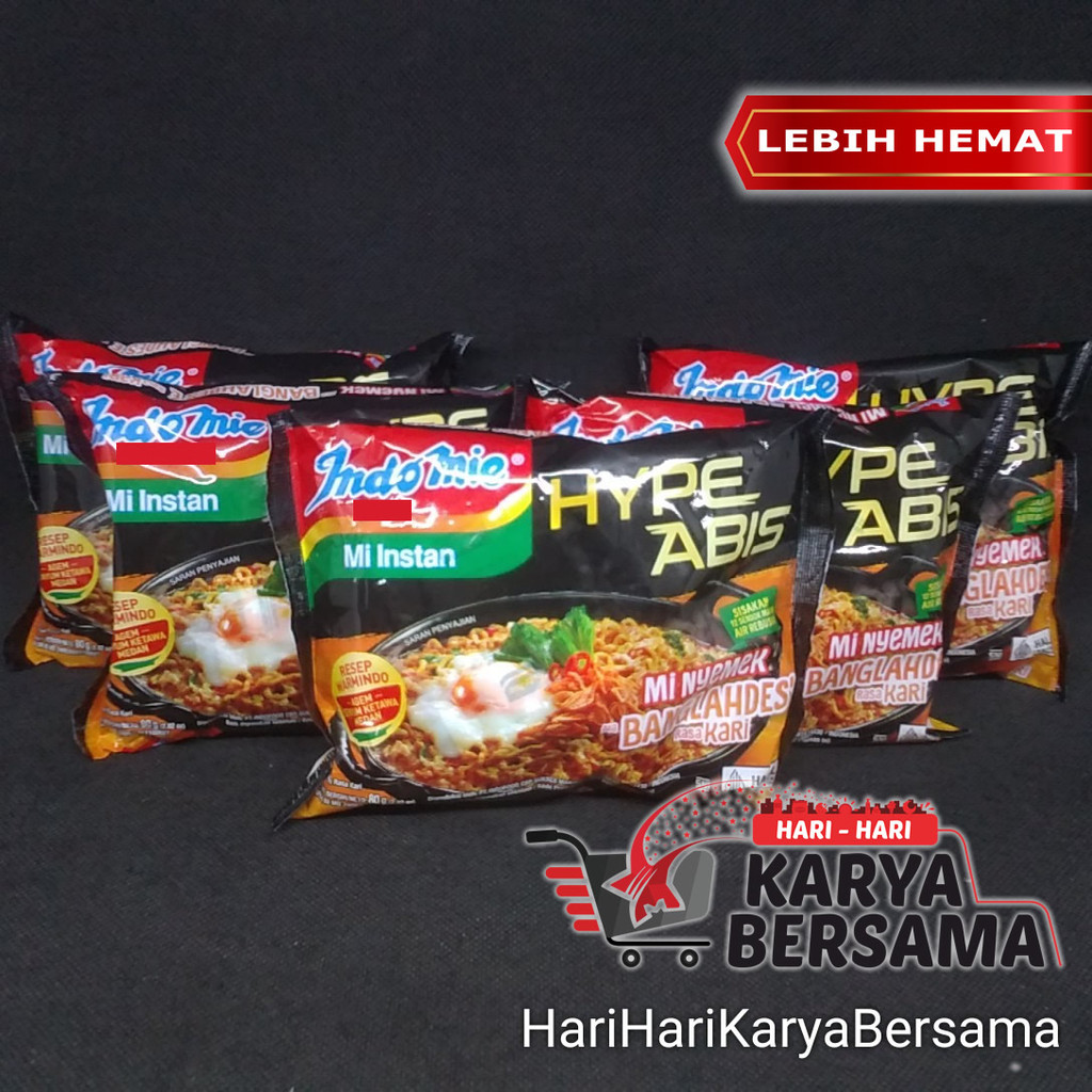 

MAKANAN MIE INSTAN INDOMIE HYPE ABIS MI NYEMEK BANGLADESH KARI PACK 5 PCS X 80GR