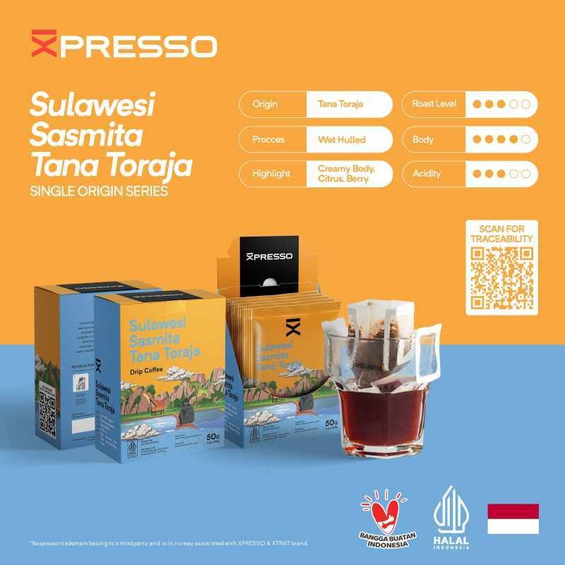 

Drip Bag Coffee Sulawesi Sasmita Tana Toraja - Xpresso Kopi Drip Bag 5pcs