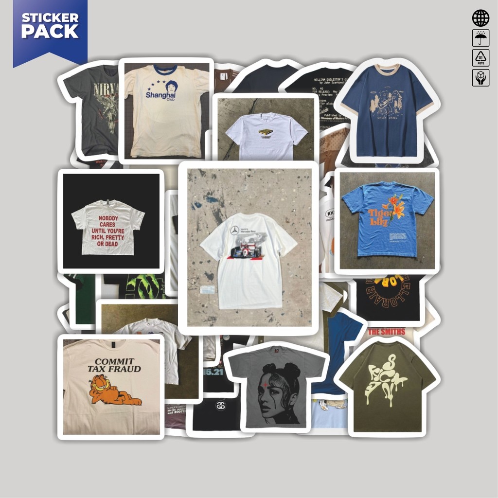 

[100PCS]Stiker Pack Stiker T-Shirt V9 Aesthetic Vinyl Anti Air Dekorasi Sticker Laptop Buku Journal Koper Helm Casing HP Gitar Helm Skateboard