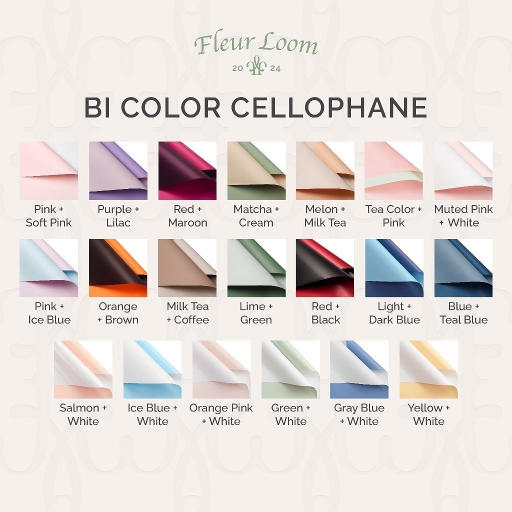 

Fleur Loom - (Lembaran) Kertas Buket Bi Color Cellophane 2 Warna