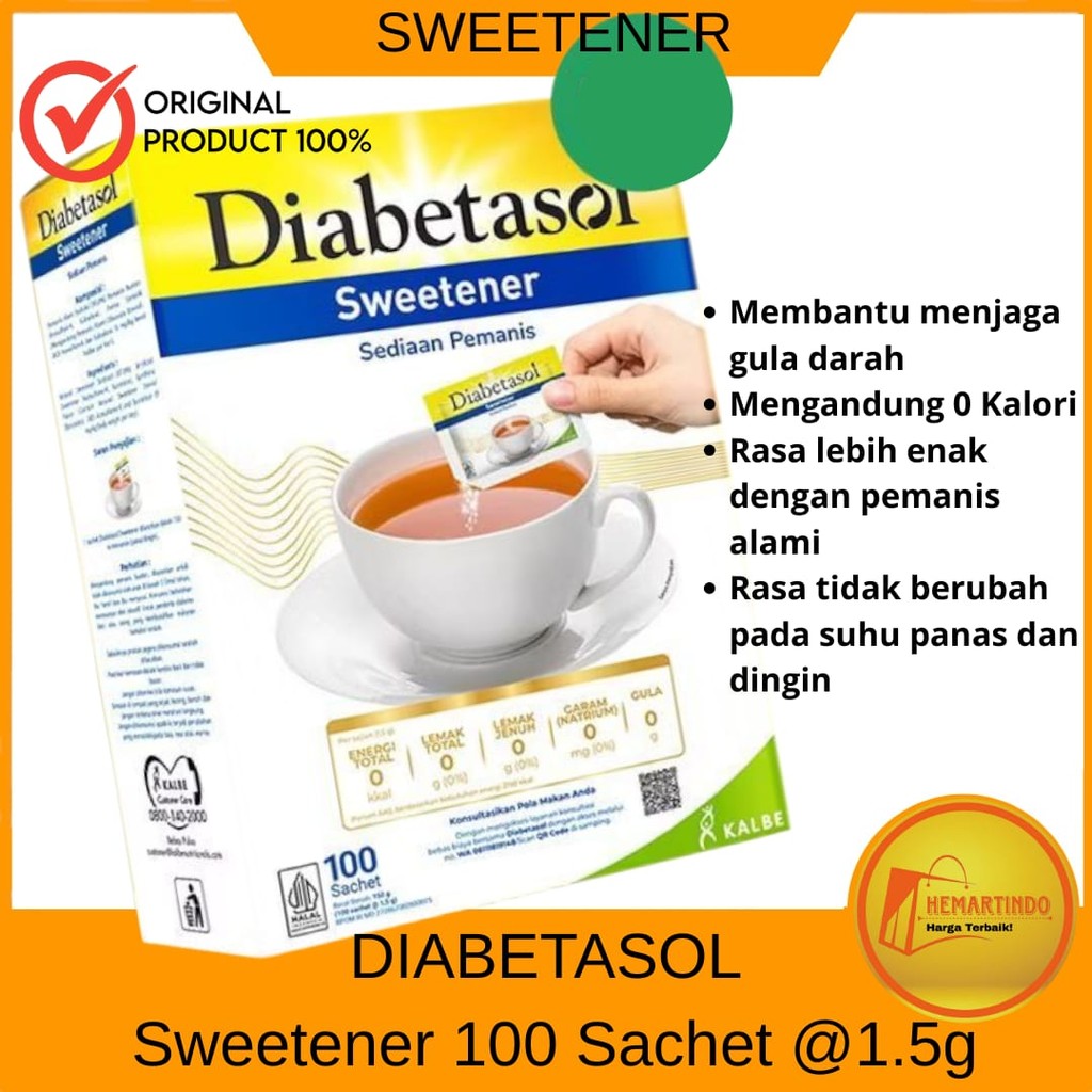 

Diabetasol Sweetener 1.5g 100 Sachet / Gula Diet Diabetasol
