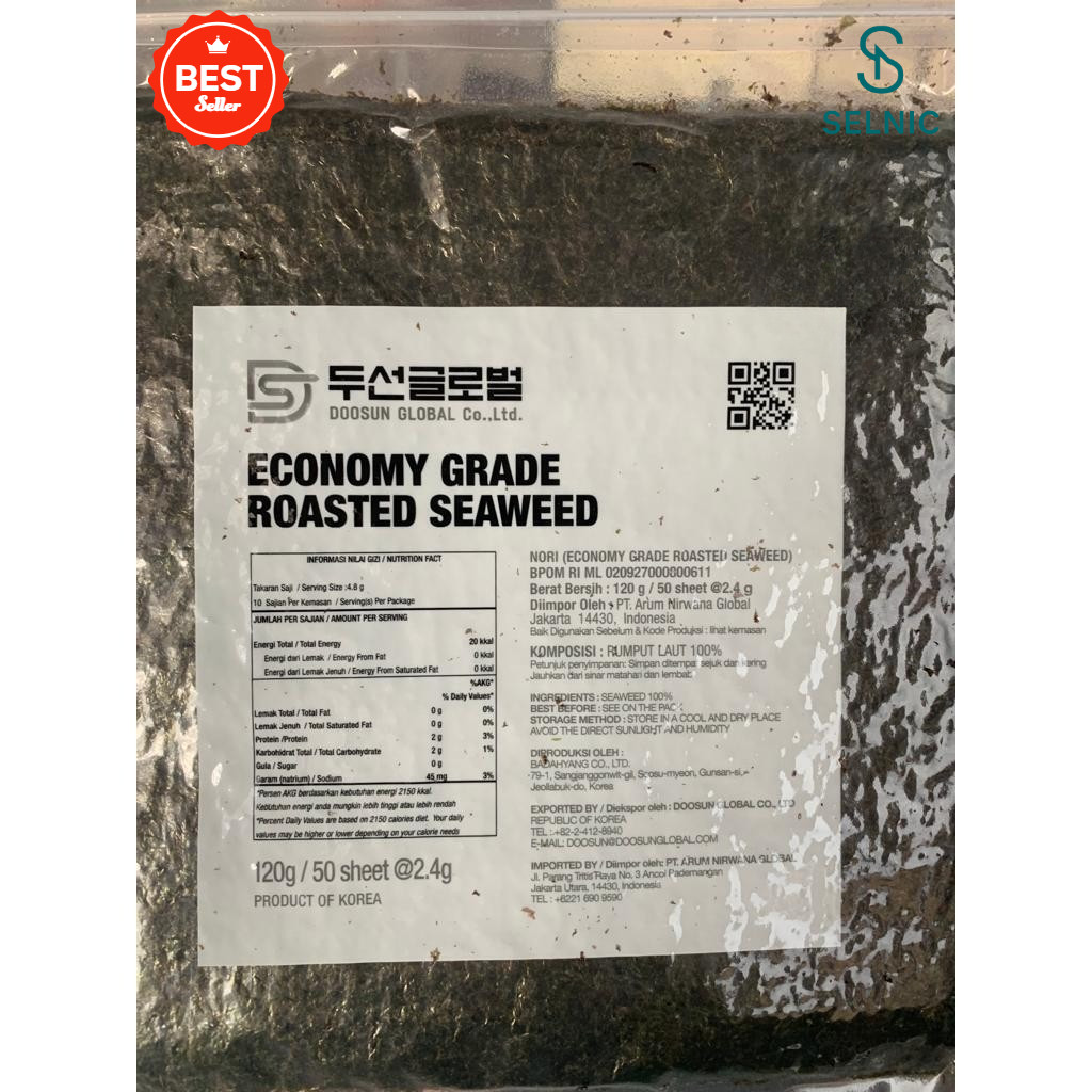 

Termurah Sushi Nori Manjun ECONOMY Seaweed Rumput Laut 50 Sheets 19x21cm 115gr