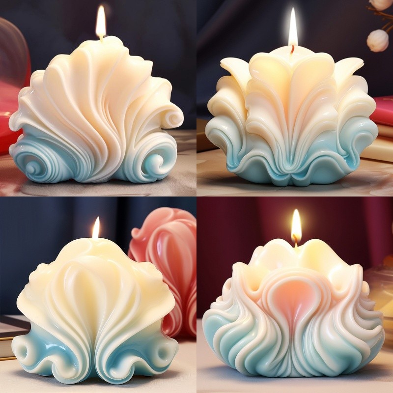 

Ocean Shell Candle Silicone Molds Handmade Wave Striped Shell Aromatherapy Soap Resin Mold Ice Cake Making Tool Gift Decoration