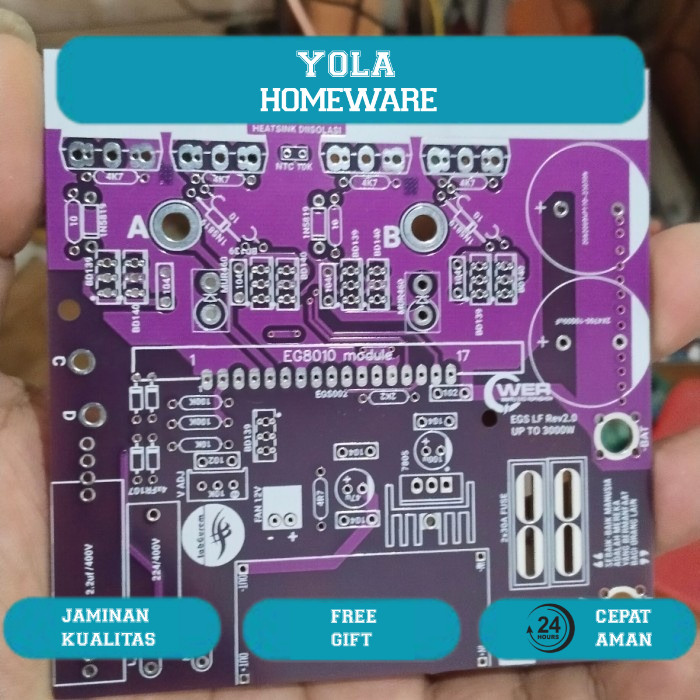 PCB Mini Inverter EGS002 PSW 4 Mosfet Besar Totem 1000W upto 1500W