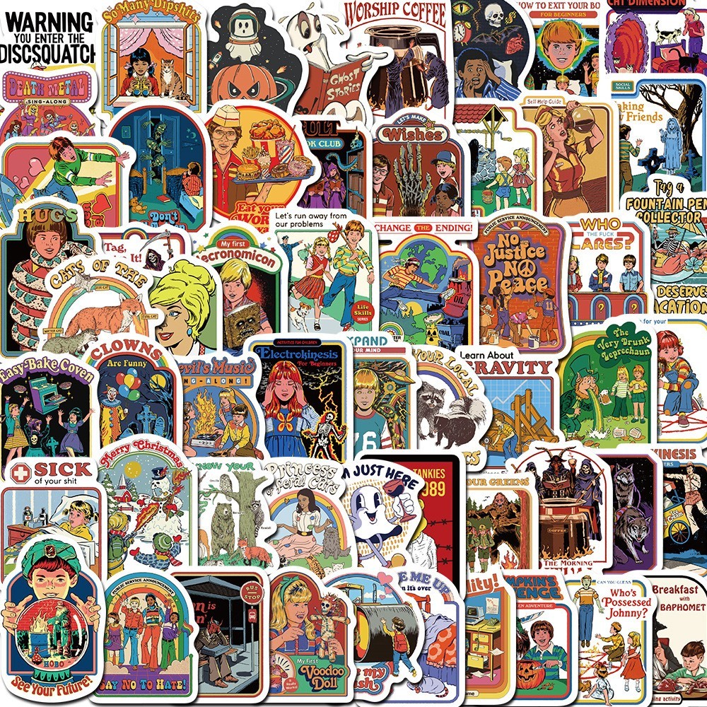 

60PCS Cartoon Retro Ghost Graffiti Mixed Anime Sticker DIY Luggage Skateboard Laptop Helmet Guitar Sticker Kids Decals