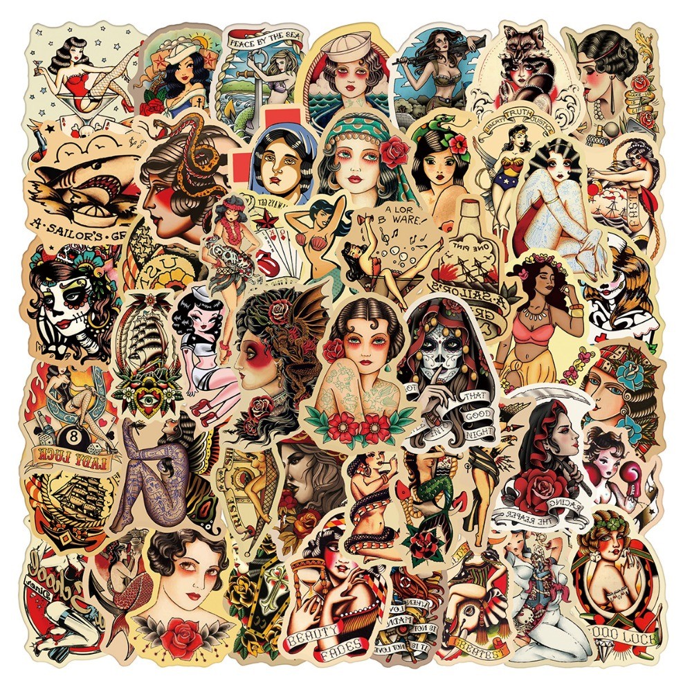 

10/25/50pcs Retro Pin Up Girls Women Stickers Graffiti for DIY Scrapbooking Phone Laptop Guitar Car Skateboard Helmet Bottle