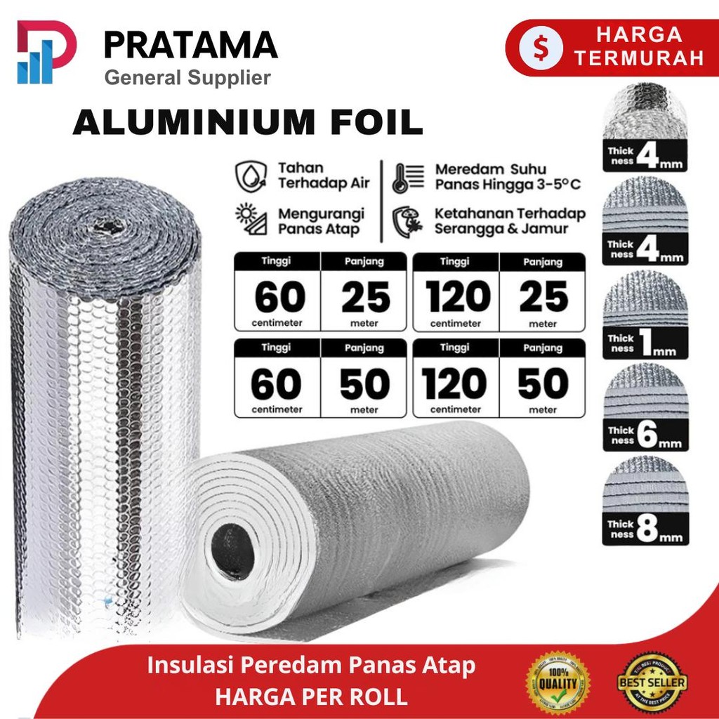 insulasi Peredam Panas Atap Rumah Panjang Roll 25meter / Bubble Insulation Alumunium Foam Foil