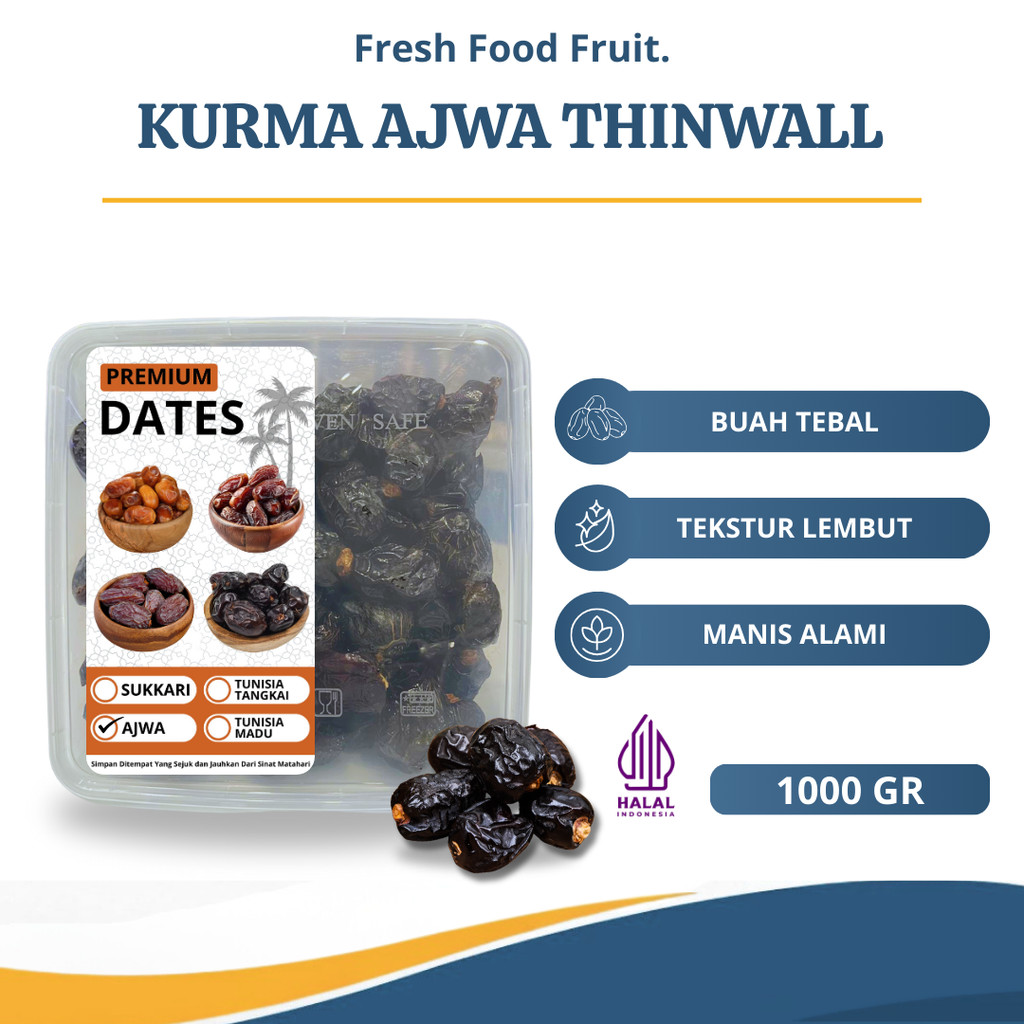 

Kurma Ajwa Thinwall 1 kg Oleh Oleh Haji Umrah Kurma Madu Ajwa Almadinah Manis Lembut Kurma Nabi