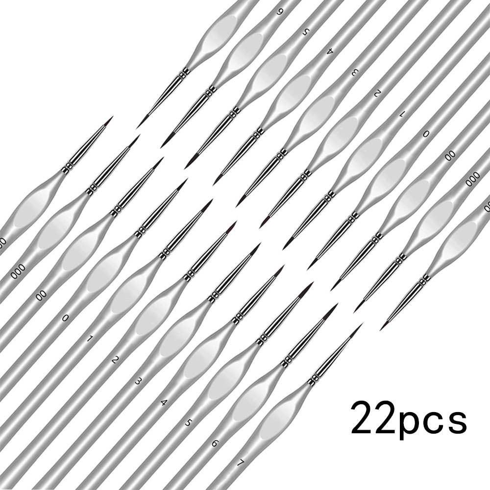 

22pcs Precision White Detail Paint Brush Set, Triangular Grip Wood Handle Art Brushes, Small Fine Tip Paintbrushes for Acrylic