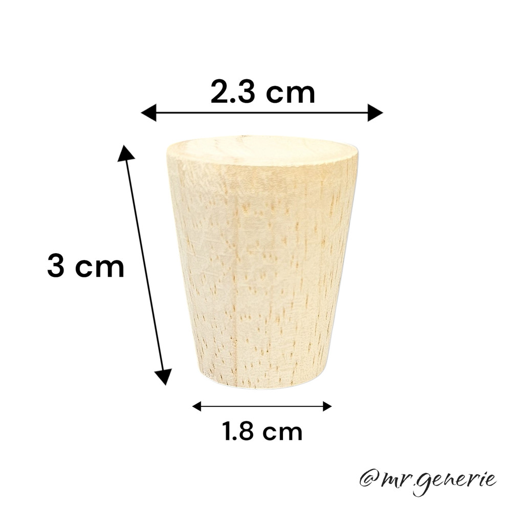 Mr.Generie Wood Cap 23x18x30 mm / tutup botol kayu Alba / murni kayu coklat muda / botol kaca wine /