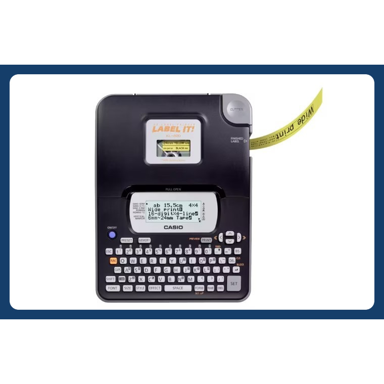 

Casio KL-820 Label Printer – Layar LCD 16 Digit, Print 3 Baris, 200 dpi, 5 Font, Efek Karakter