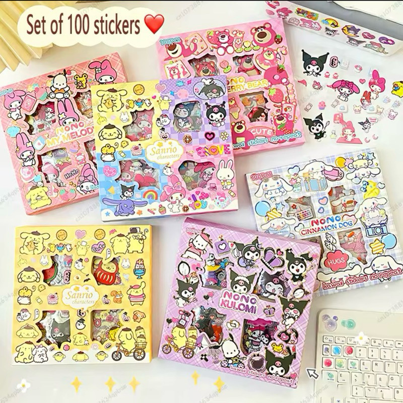 

100 Lembar Sticker Motif Momo Sanrio Kartun Korea Lucu Anti Air Dekorasi Handbook Scrapbook DIYu
