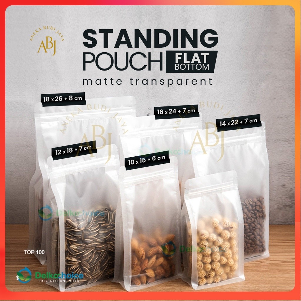 Standing Pouch Flat Bottom Matte Doff / Plastik Kemasan Snack Satuan -