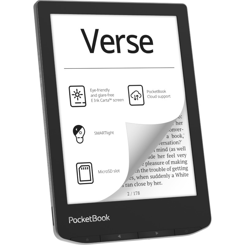 

PocketBook Verse E-Readers Eye-Friendly 6'' E-Ink Carta™ HD Touchscreen Adjustable SMARTlight Up to 1 Month of Battery Life