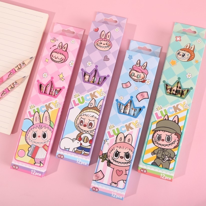 

PENSIL KARAKTER LABUBU / COD 1 LUSIN PENSIL HB MOTIF KARTUN LABUBU THE MONSTER CUTE / PENSIL LABUBU ISI 12 PCS