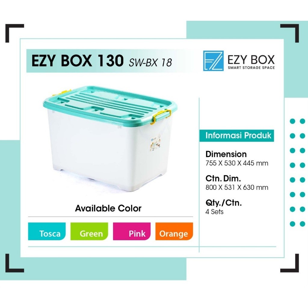 CONTAINER BOX EZY 10-15-30-45-52-75-82-95-130-150 LITER KONTAINER RODA BAHAN SUSU BENING JUMBO BESAR