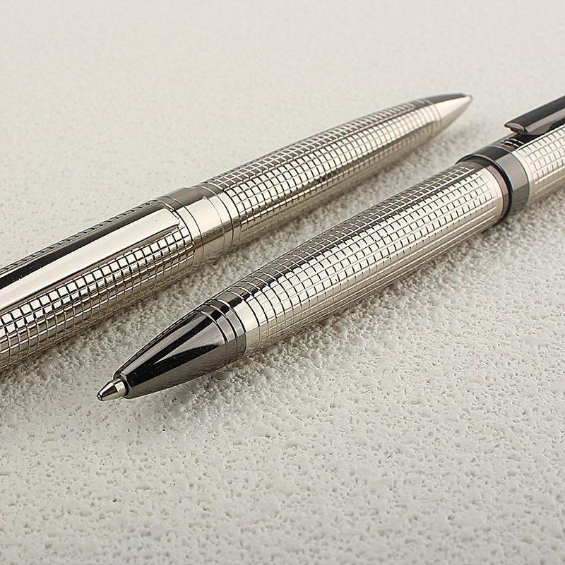 

Metal Pen Stainless Steel Material Rotate Gel Pens Ink Blue Writing Ballpoint Pen Point 0.7mm for School Office Stationery