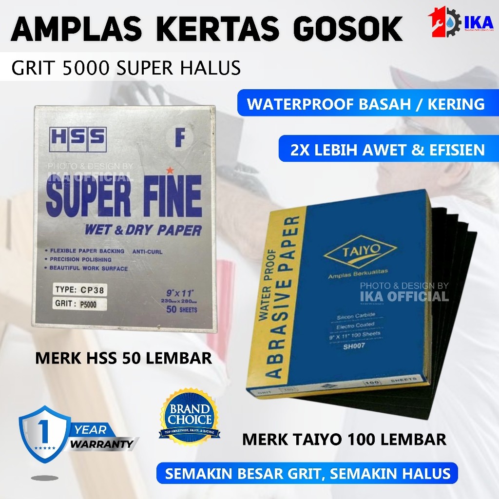 Amplas Duco TAIYO HSS Amplas Kertas Lembaran Grit 5000 / Amplas Duco HSS 5000 1 Pack 50-100 Lembar