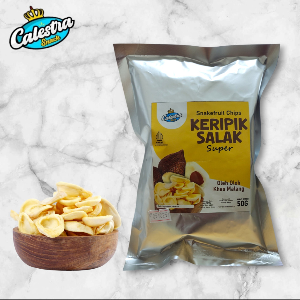 

Keripik Salak Super Calestra Snack 50GR - Camilan Renyah dan Manis yang Bikin Ketagihan