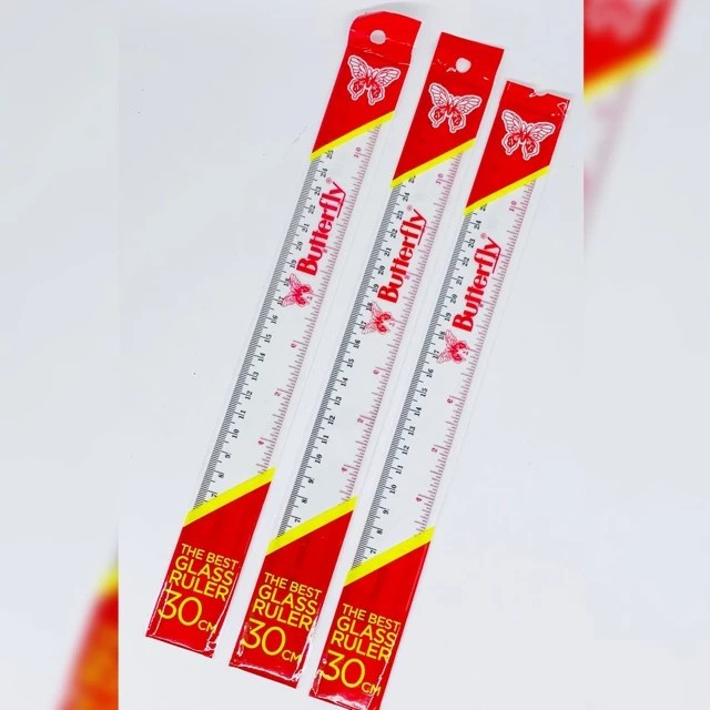 

[1 pcs] Penggaris Mika Plastik / Glass Ruler Butterfly 30 cm