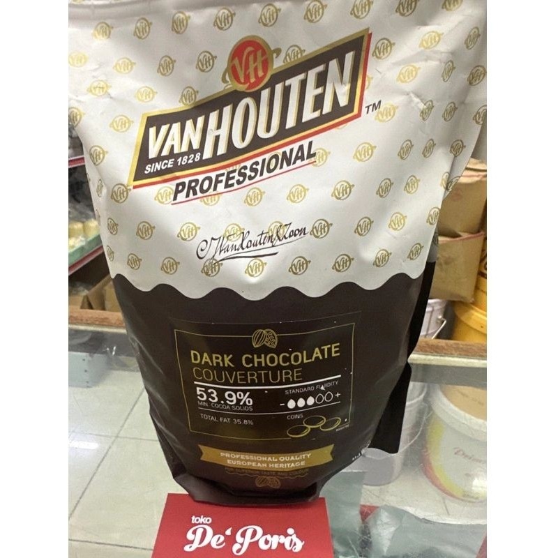 

New Van Houten Dark Couverture 53.9% 500gr Untuk Kue Dan MinumanPremium