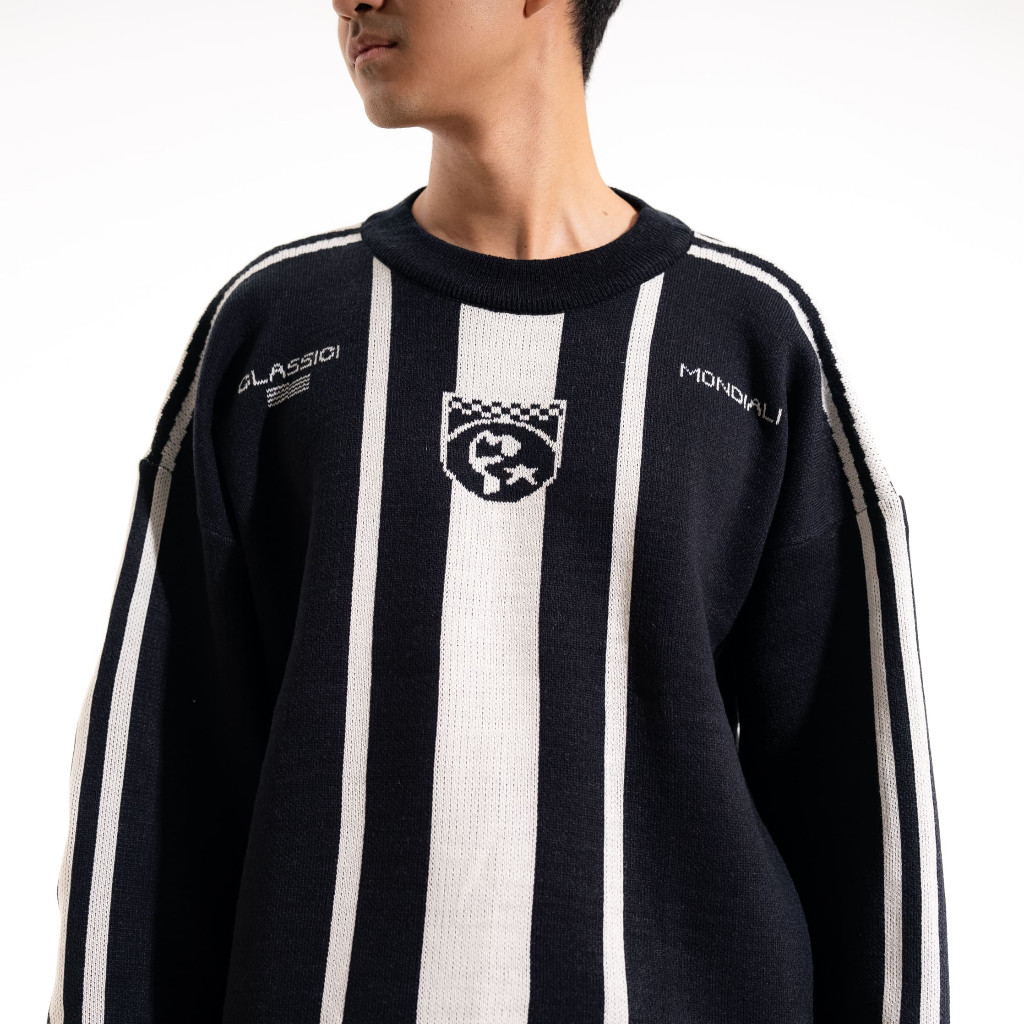 LIM_STORE Figco - Jersey Knitted Boxy Knitwear Sweatshirt Classici Football Mondiali Black