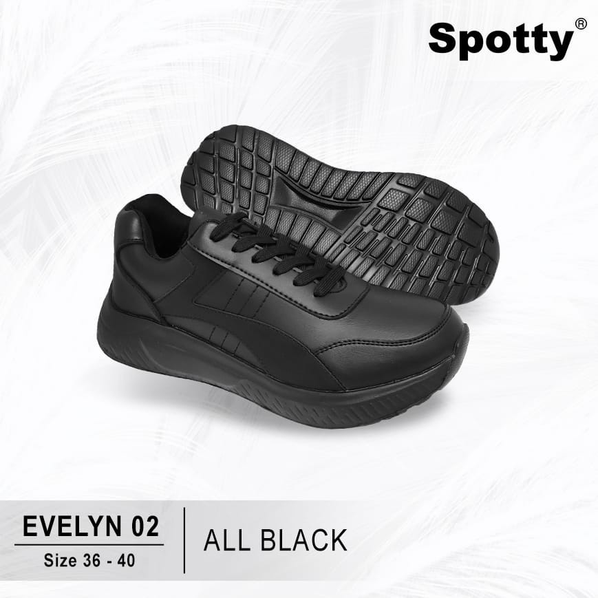 Sepatu Sekolah Hitam Keren Spotty/Sepatu Sekolah Laki Laki Perempuan Evelyn 02