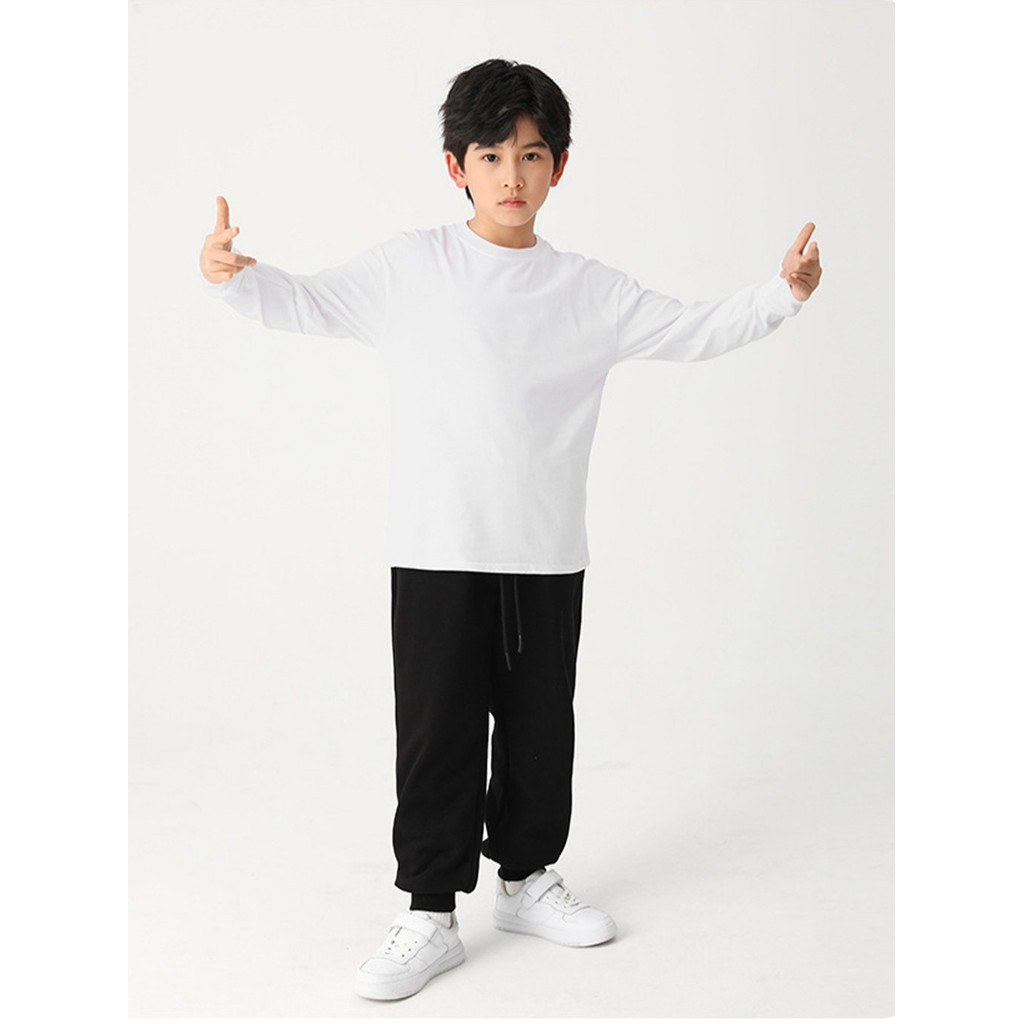 VEZORA - Kaos Polos Anak Laki-Laki Perempuan Lengan Panjang Warna Putih