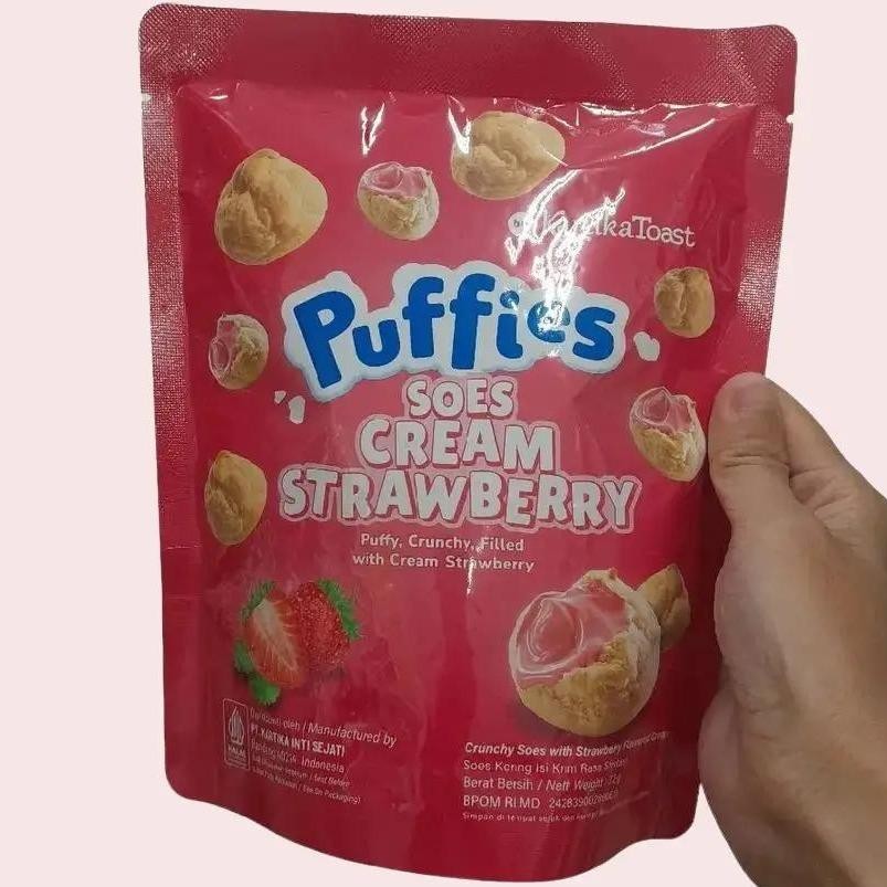 

Kartika Toast Puffies Soes Cream Rasa Strawberry ( 2 bks x 72gr )
