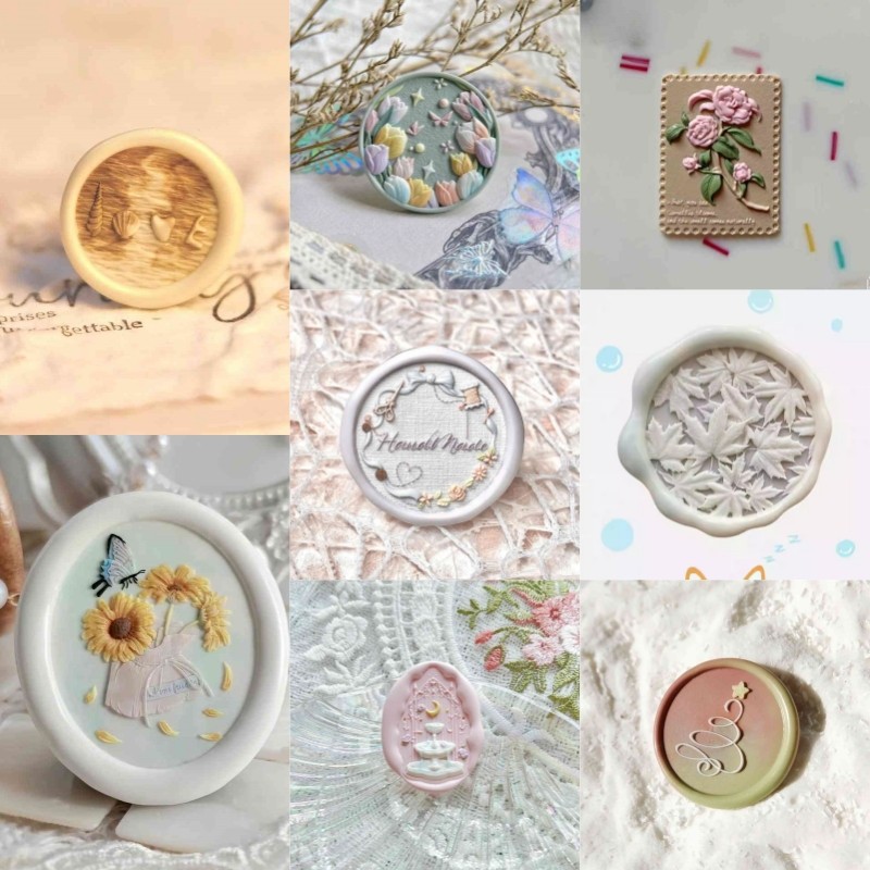 

2024 New Fire Seal Stamp Head Squeeze Rose Maple Leaf Hat Special Brass Head Embossed Stamp Toy Envelope Seal gift