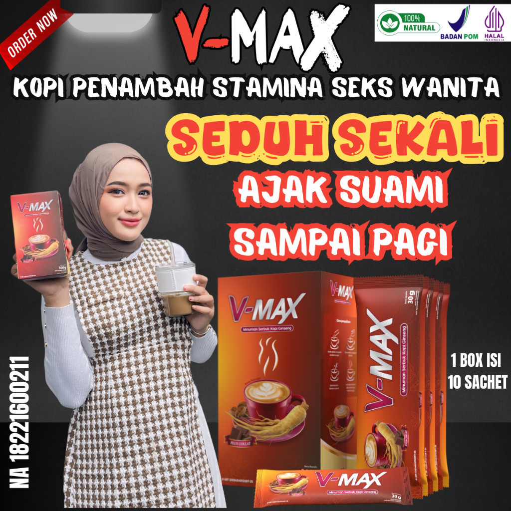 

(PRIVASI AMAN) KOPI V-MAX ORIGINAL Suplemen Minuman Stamina Wanita Coffee Rasa Cokelat Ampuh Bpom