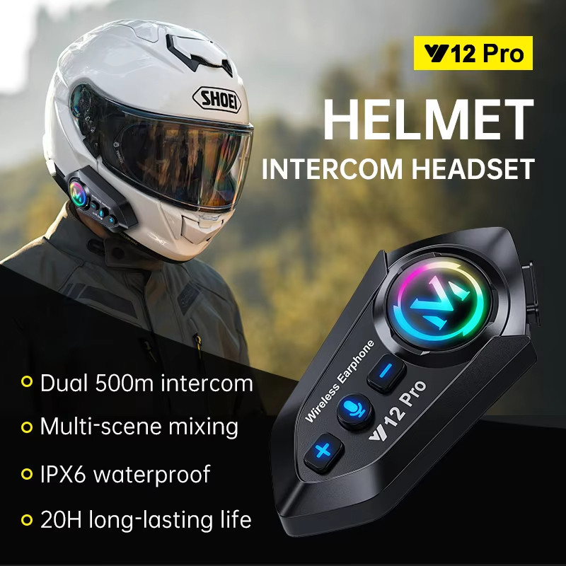 Headset Helm Interkom Helm Tahan Air IP67 Group Intercom Voice Assistant Jarak 500M/1000M