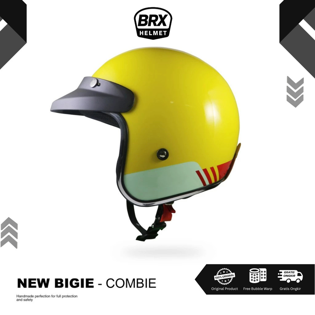 Helm JP Retro New Bigie Limited Edition Combi Vespa Original SNI - Helm Bogo Retro Motif BRX Helmet