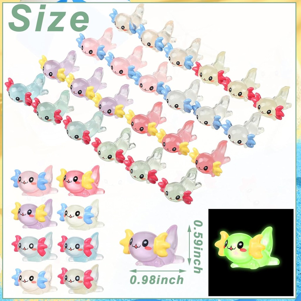 10/20pcs Mini Resin Axolotl Miniature Glitter Axolotl Tiny Animal Figures Ornament for DIY Fairy Gar