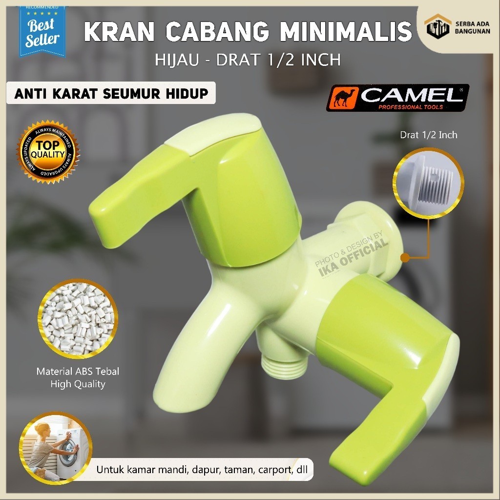 SAB Keran Cabang CAMEL Shower ABS Kran Air Double Plastik Kamar Mandi Toilet WC 1/2 Inc Termurah Cam