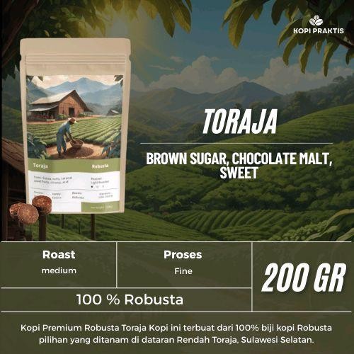 

ROASTED BEANS ROBUSTA TORAJA 200 GR | BIJI KOPI SANGRAI | Coffee - GILING HALUS