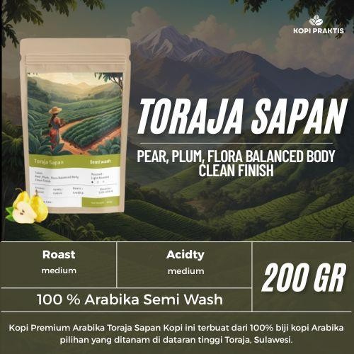 

ROASTED BEANS ARABIKA SEMI WASH TORAJA SAPAN 200 GR | BIJI KOPI SANGRAI | Coffee - GILING HALUS